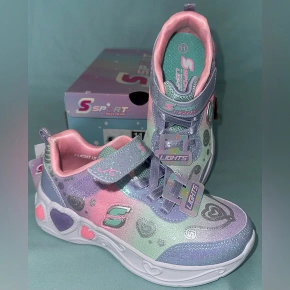 S Sport By Skechers Toddler Lucia Sneakers Light Up, Unicorn Pattern - Picture 6 of 9